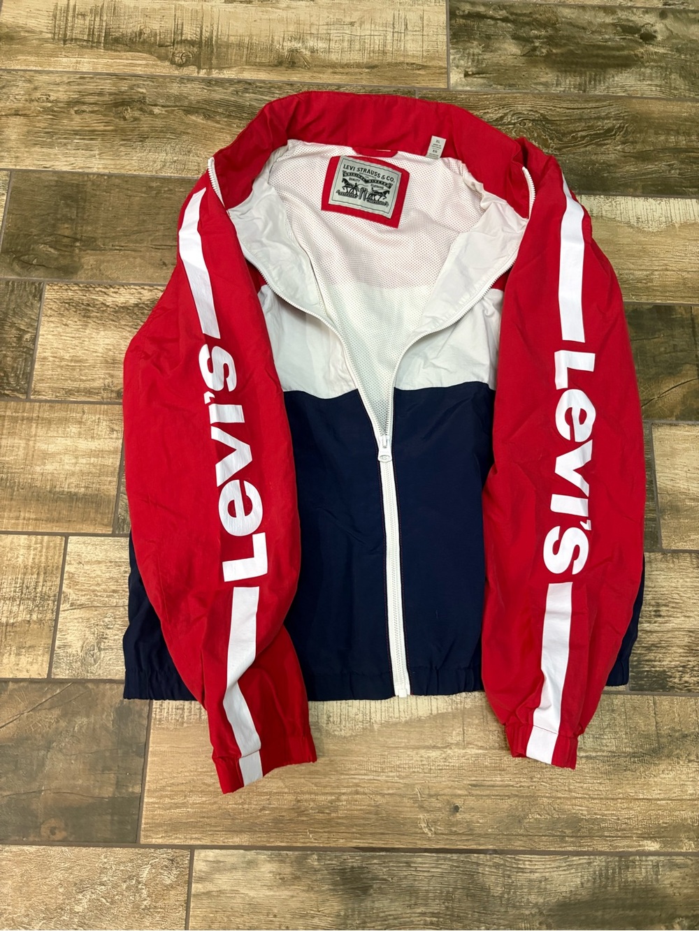 Levi's Red, White & Navy Colorblock Zip Windbreaker Jacket